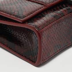 Balenciaga Red/Black Python Embossed Leather Hourglass Wallet on Chain
