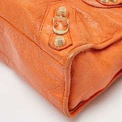 مملوكة مسبقًا Balenciaga Orange Leather Mini GH Classic City Bag