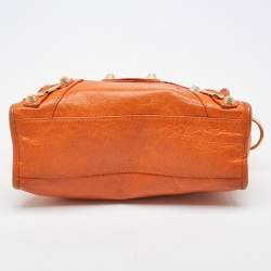 مملوكة مسبقًا Balenciaga Orange Leather Mini GH Classic City Bag