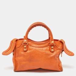 مملوكة مسبقًا Balenciaga Orange Leather Mini GH Classic City Bag
