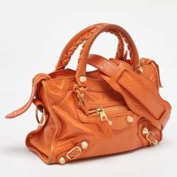 مملوكة مسبقًا Balenciaga Orange Leather Mini GH Classic City Bag