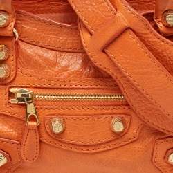 مملوكة مسبقًا Balenciaga Orange Leather Mini GH Classic City Bag