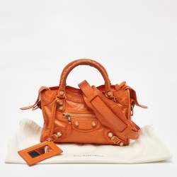 مملوكة مسبقًا Balenciaga Orange Leather Mini GH Classic City Bag