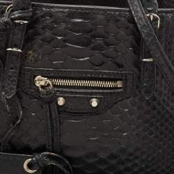 Balenciaga Black Python Mini Papier A4 Tote