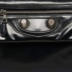 Pre Owned Balenciaga Black Patent Leather GSH Classic Envelope Clutch