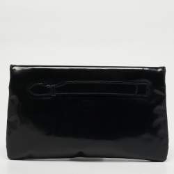 Pre Owned Balenciaga Black Patent Leather GSH Classic Envelope Clutch
