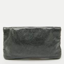 Pre Owned Balenciaga Moss Green Leather Classic Giant Envelope Clutch