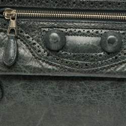 Pre Owned Balenciaga Moss Green Leather Classic Giant Envelope Clutch