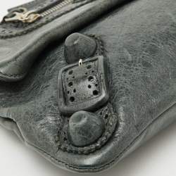 Pre Owned Balenciaga Moss Green Leather Classic Giant Envelope Clutch