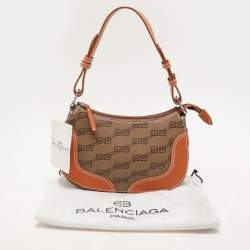 Balenciaga Tan/Brown BB Coated Canvas and Leather Shoulder Bag