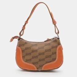 Balenciaga Tan/Brown BB Coated Canvas and Leather Shoulder Bag
