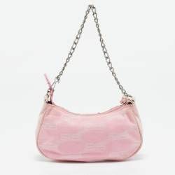 Balenciaga Light Pink BB Monogram Denim Mini Le Cagole Shoulder Bag