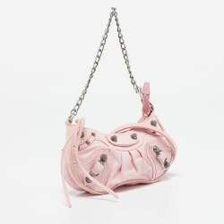 Balenciaga Light Pink BB Monogram Denim Mini Le Cagole Shoulder Bag