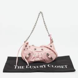 Balenciaga Light Pink BB Monogram Denim Mini Le Cagole Shoulder Bag