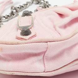 Balenciaga Light Pink BB Monogram Denim Mini Le Cagole Shoulder Bag
