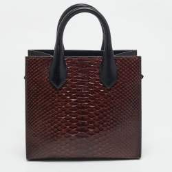 Balenciaga Brown/Black Python and Leather Mini Maillon All Afternoon Tote