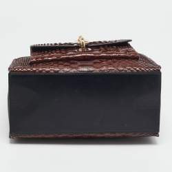 Balenciaga Brown/Black Python and Leather Mini Maillon All Afternoon Tote