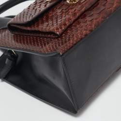Balenciaga Brown/Black Python and Leather Mini Maillon All Afternoon Tote