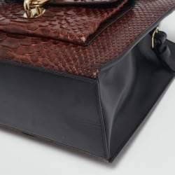 Balenciaga Brown/Black Python and Leather Mini Maillon All Afternoon Tote