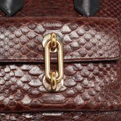 Balenciaga Brown/Black Python and Leather Mini Maillon All Afternoon Tote
