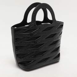Balenciaga Black Logo Embossed PVC Small Neo Basket Tote