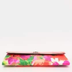Pre Owned Balenciaga Multicolor Patent Leather and Floral Print Satin Clutch