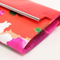 Pre Owned Balenciaga Multicolor Patent Leather and Floral Print Satin Clutch