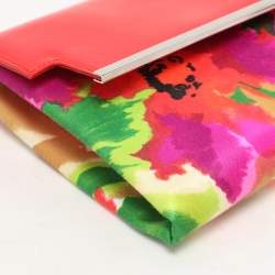 Pre Owned Balenciaga Multicolor Patent Leather and Floral Print Satin Clutch