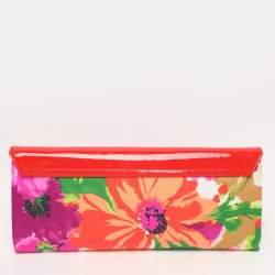 Pre Owned Balenciaga Multicolor Patent Leather and Floral Print Satin Clutch