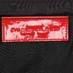 Pre Owned Balenciaga Multicolor Patent Leather and Floral Print Satin Clutch