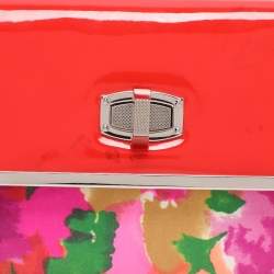 Pre Owned Balenciaga Multicolor Patent Leather and Floral Print Satin Clutch