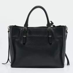 Pre Owned Balenciaga Black Leather Mini Papier A4 Tote