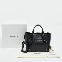 Pre Owned Balenciaga Black Leather Mini Papier A4 Tote