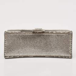 Balenciaga Silver Suede and Crystals XS Hourglass Top Handle Bag
