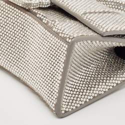 Balenciaga Silver Suede and Crystals XS Hourglass Top Handle Bag