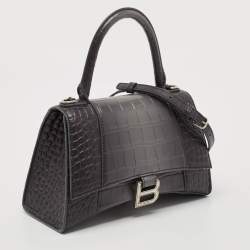 Balenciaga Grey Ombre Leather Small Hourglass Top Handle Bag