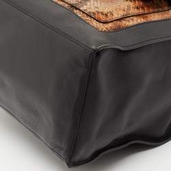 Balenciaga Black/Brown Leather and Python Padlock All Time Tote