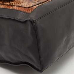 Balenciaga Black/Brown Leather and Python Padlock All Time Tote