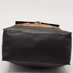 Balenciaga Black/Brown Leather and Python Padlock All Time Tote