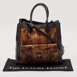 Balenciaga Black/Brown Leather and Python Padlock All Time Tote