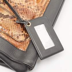 Balenciaga Black/Brown Leather and Python Padlock All Time Tote