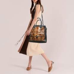 Balenciaga Black/Brown Leather and Python Padlock All Time Tote