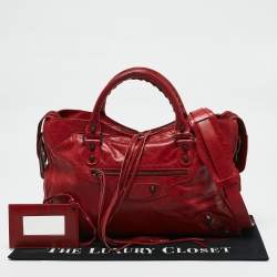 Pre Owned Balenciaga Red Leather RH Classic City Bag