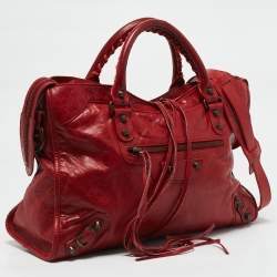 Pre Owned Balenciaga Red Leather RH Classic City Bag