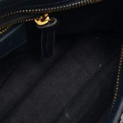 Pre Owned Balenciaga Navy Blue Leather Mini Metallic Edge City Tote