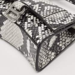Balenciaga Black/Grey Python Embossed Leather Mini Hourglass Top Handle Bag