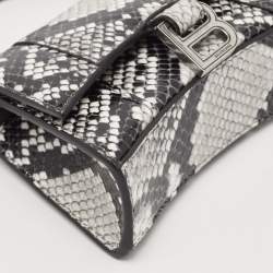 Balenciaga Black/Grey Python Embossed Leather Mini Hourglass Top Handle Bag