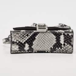Balenciaga Black/Grey Python Embossed Leather Mini Hourglass Top Handle Bag