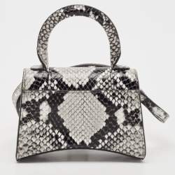 Balenciaga Black/Grey Python Embossed Leather Mini Hourglass Top Handle Bag
