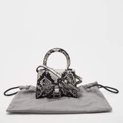 Balenciaga Black/Grey Python Embossed Leather Mini Hourglass Top Handle Bag